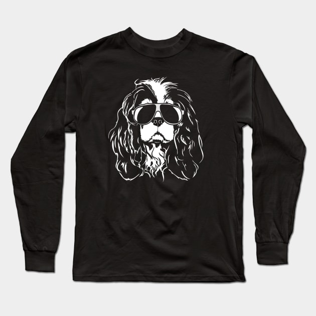 Cool Cavalier King Charles Spaniel with sunglasses Long Sleeve T-Shirt by wilsigns